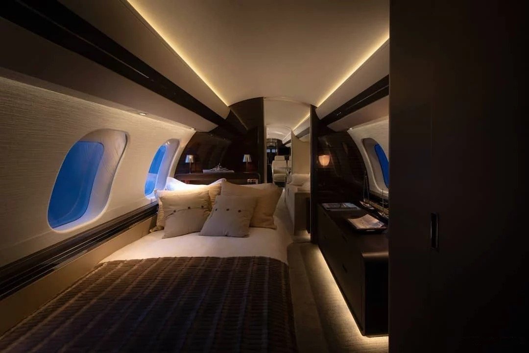 Private jet cabin interior